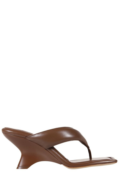 Gia Borghini Leather Thong Wedge Sandal In Brown