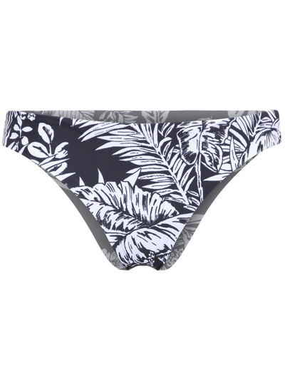 Palm Angels Tropical Print Bikini Bottoms In Black