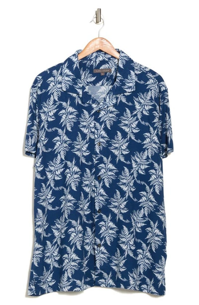 Slate & Stone Palm Print Short Sleeve Shirt In Blue Leaf Print