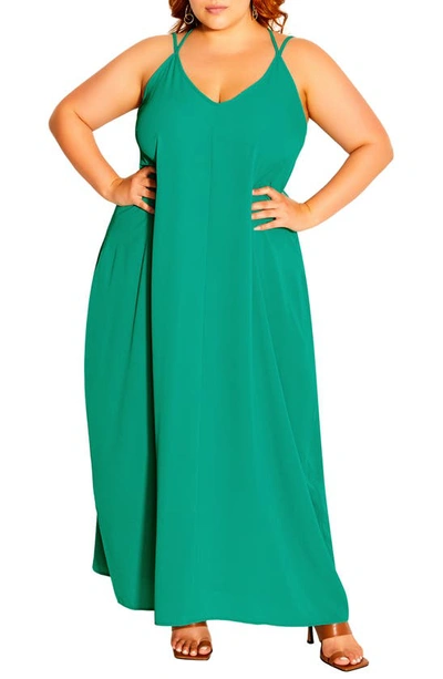 City Chic Trendy Plus Size Color Burst Maxi Dress In Ocean