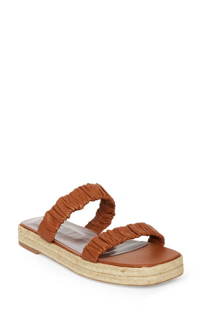 Staud Women's Maya Ruched Espadrille Slide Sandals In Brown,white