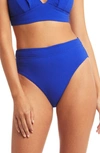 Sea Level Messina High Waist Banded Bikini Bottoms In Cobalt