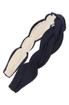 Natasha Twisted Headband In Navy