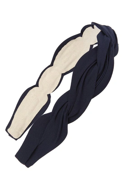 Natasha Twisted Headband In Navy