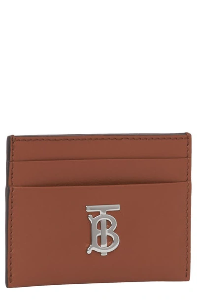 Burberry Sandon Logo-plaque Leather Card Holder In Brown