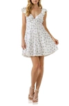 Free The Roses Floral Tie Back Cotton Minidress In White Multi