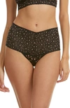 Hanky Panky X-dye Leopard Print Retro Lace Thong In Black/ Praline