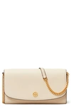 Tory Burch Robinson Leather Wallet On A Chain In New Cream