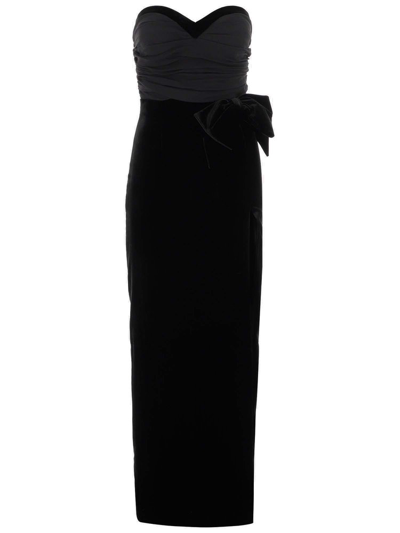 Alessandra Rich Velvet Split-detail Midi Dress In Black