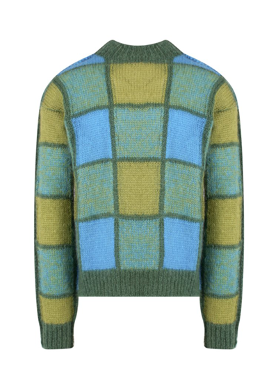 Marni Checked Wool And Mohair-blend Sweater In Green