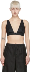 Prada V-neck Logo Plaque Bralette Top In F0002 Black
