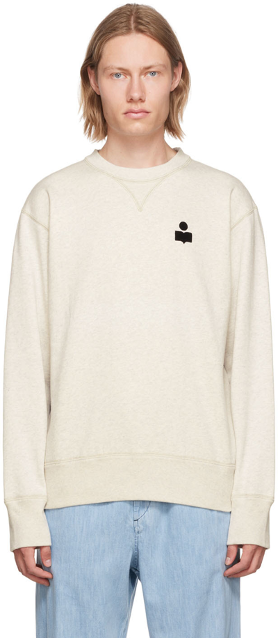 Isabel Marant Mike Flocked-logo Cotton-blend Sweatshirt In Ecru