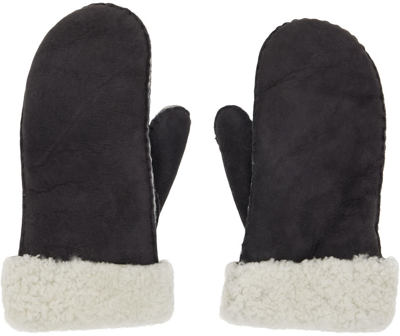 Isabel Marant Textured Shearling Mittens In Black