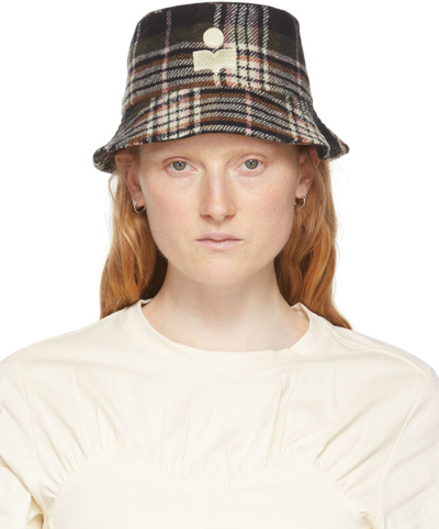 Isabel Marant Logo-embroidered Tartan Bucket Hat In Black