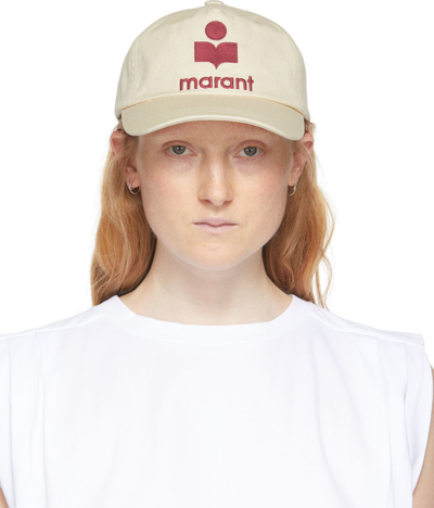 Isabel Marant Off-white Tyrony Cap In Ecru And Red