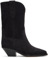 Isabel Marant Ankle Boots In Luxurious Calf Velvet Leather With Sleek Design And Quality Finish In 02fk Faded Black