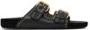 Isabel Marant Lennyo Embroidered Cutout Suede Slides In 01bk Black
