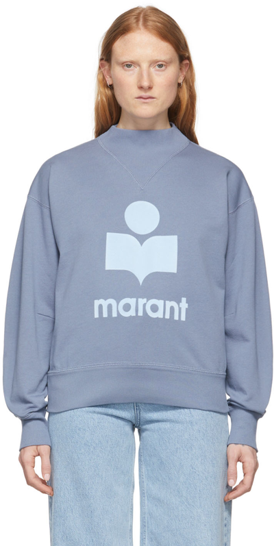 Isabel Marant Étoile Moby Flocked Organic Cotton-blend Jersey Sweatshirt In Greyish Blue