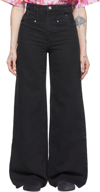 Isabel Marant Lemony Black Five-pocket Jeans With Logo Patch In Cotton Denim Woman In 01bk Black