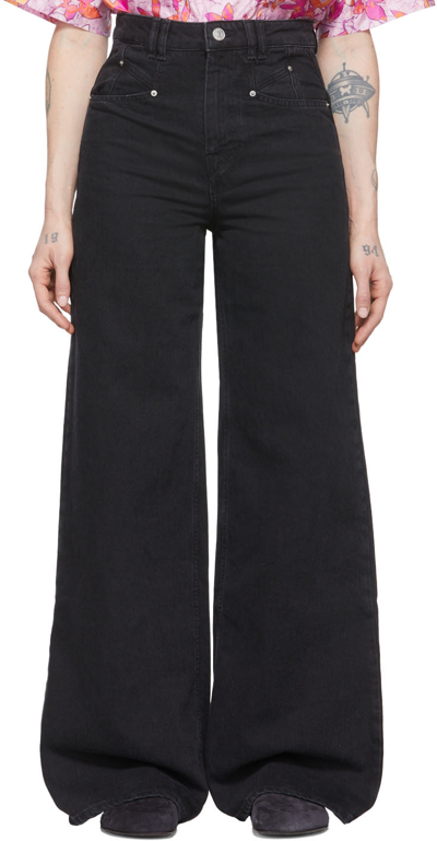 Isabel Marant Lemony High-rise Wide-leg Jeans In Black