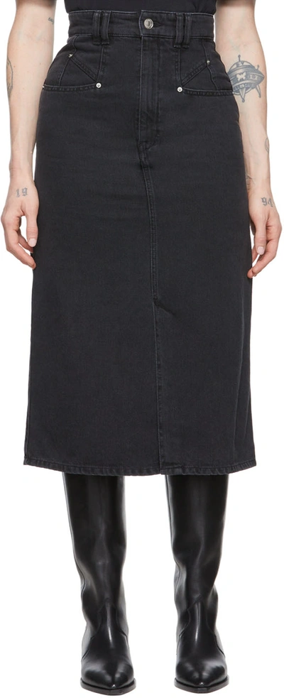 Isabel Marant High-rise Denim Midi Skirt In Black