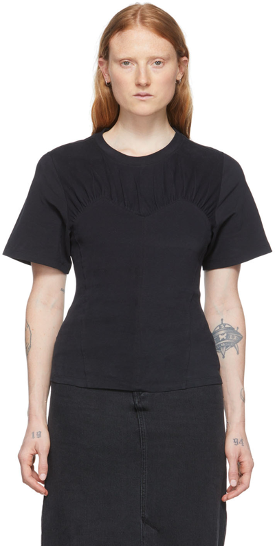 Isabel Marant Zazie Ruched Cotton Jersey T-shirt In Black