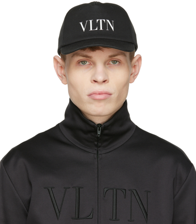 Valentino Garavani Black Vltn Baseball Cap In Black/white