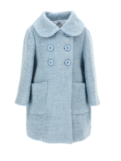 Monnalisa Kids'   Bouclé Coat With Maxi Pockets In Light Blue