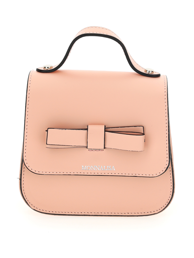 Monnalisa Mini Leather Bag In Dusty Pink Rose