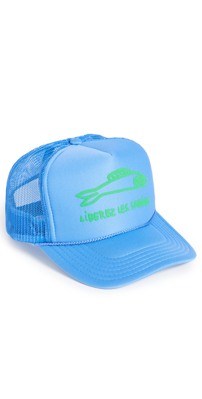 Clare V Sardine Trucker Hat In Pale Blue W/green | ModeSens display picture 1