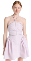 Self-portrait Diamante Detail Halter Neck Taffeta Dress In Lilac