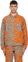 Awake Ny Orange Cotton Jacket In Printed Leopard