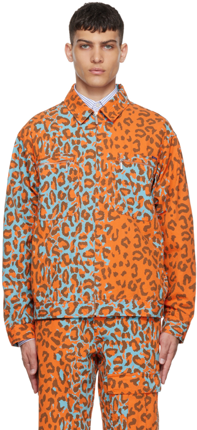 Awake Ny Orange Cotton Jacket In Multicolor