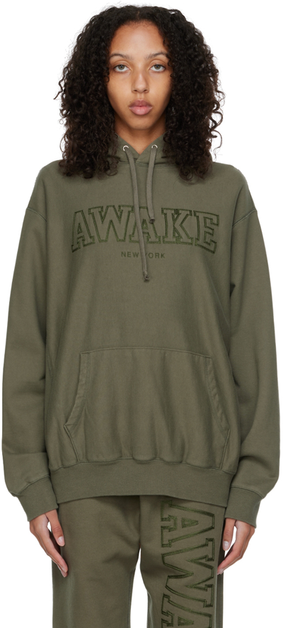 Awake Ny Khaki Cotton Hoodie In Green
