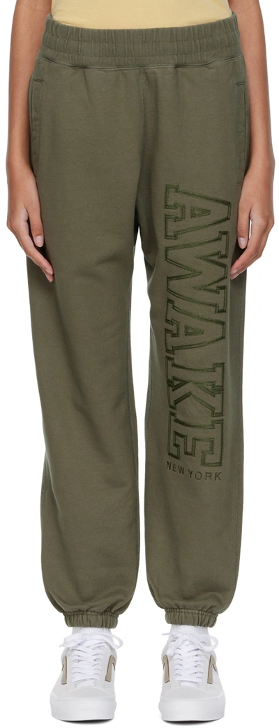 Awake Ny Khaki Cotton Lounge Pants In Olive