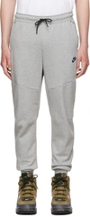 Nike Gray Cotton Lounge Pants In Dark Grey Heather/black