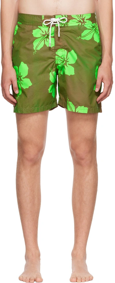 Gimaguas Green Polyester Swim Shorts In Green Flower