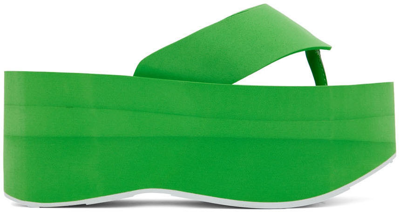 Msgm Green Rubber Platform Sandals