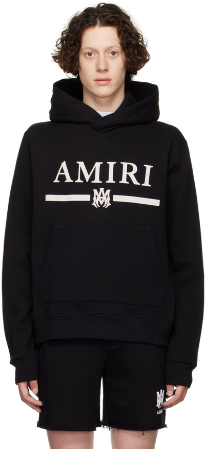 Amiri Ma Bar Logo Cotton Hoodie In Black