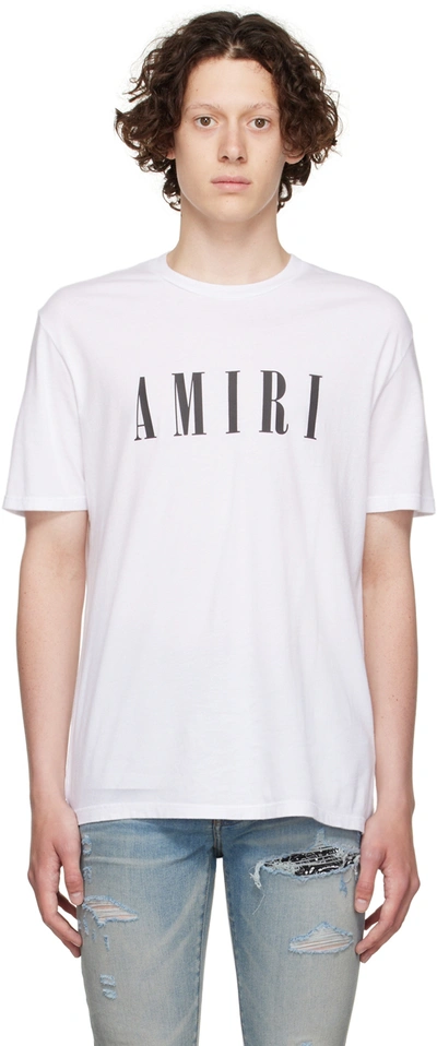 Amiri White Cotton T-shirt With Logo Print Man