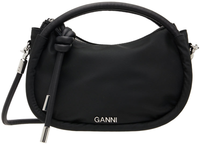 Ganni Black Knot Baguette Shoulder Bag In 099 Black