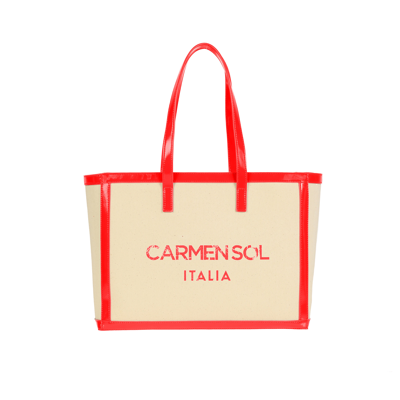 Carmen Sol Capri Canvas Mid Tote In Violet