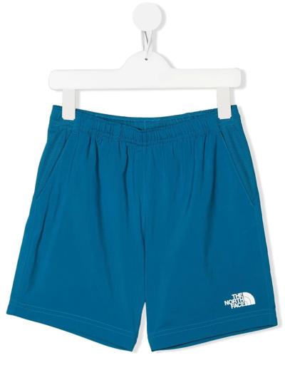 The North Face Kids' Logo Print Track Shorts In Blue