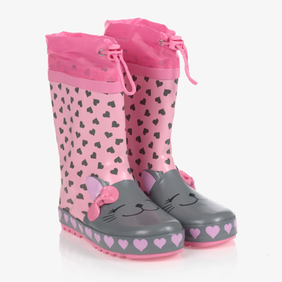 Playshoes Kids' Girls Pink Cat Rain Boots
