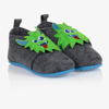 PLAYSHOES BOYS GREY MONSTER SLIPPERS