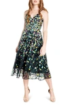 Dress The Population Sequin Colorblock Fit-and-flare Midi Dress In Seafoam Multi