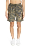 Isabel Marant Hydra Abstract Camo Swim Trunks In Khaki