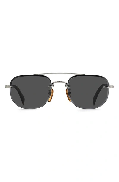 David Beckham Eyewear 53mm Geometric Sunglasses In Ruthenium Black / Grey