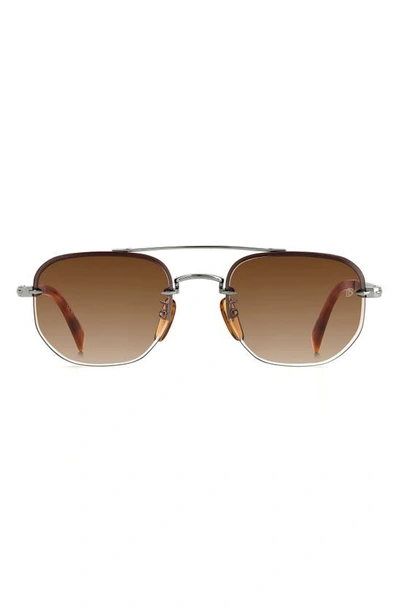 David Beckham Eyewear 53mm Geometric Sunglasses In Ruthenium Havana / Brown