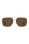 David Beckham Eyewear 59mm Polarized Rectangular Sunglasses In Grey Gold / Brown